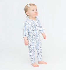 Couturebud The Baby PJ Set - Blue Vine Stripe