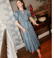 CouturebudThe Yara Dress - Navy Calico Trellis