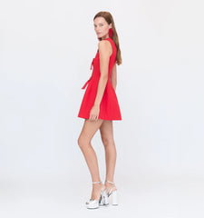 Couturebud The Blythe Bow Dress - Red with Red Bows