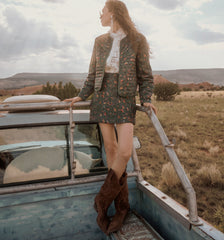 Couturebud The Amari Quilted Jacket - Bottle Green Fleur Chintz