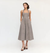 Couturebud The Fleur Midi Dress - Chocolate Circular Lattice