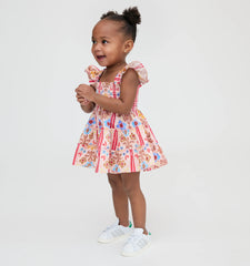Couturebud The Baby Ellie Nap Dress - Pink Floral Block Stripe
