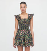 Couturebud The Cropped Paz Top - Black Cisco Trellis