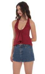 Scrunch Halter Top in Red
