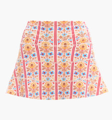 Couturebud The Riley Pool Skirt - Pink Floral Block Stripe