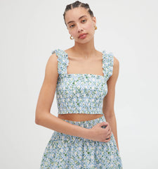 Couturebud The Azalea Nap Top - Blue Basketweave Vine