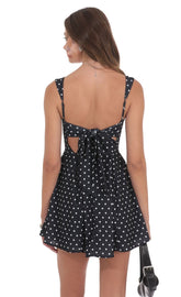 Black Polka Dot Fit-and-Flare Dress