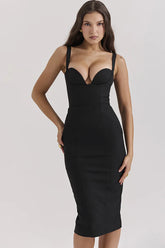 Bellissima Black Sweetheart Midi Dress