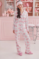 Couturebud x Roller Rabbit Doily Beux Women's Long Sleeve Polo Pajama
