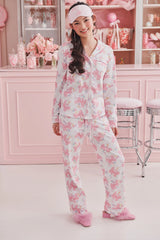 Couturebud x Roller Rabbit Doily Beux Women's Long Sleeve Polo Pajama