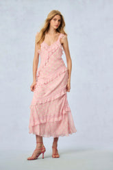 Radiance Fragrance Print Maxi Dress - STRAWBERRY MACAROON