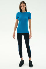 Louise Rib Short Sleeve - Stone Blue
