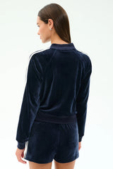 Heritage Velour Bomber - Indigo/White