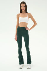 Raquel High Waist Flared Legging - Military/White