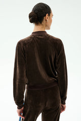 Heritage Velour Bomber - Dark Chocolate/Classic Blue