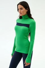 Lennon Rib Turtleneck - Grass/Indigo