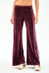 Heritage Velour Pant - Dark Cherry/White