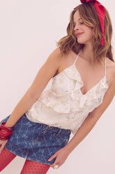 PINK x Couturebud Satin Flounce Halter Top