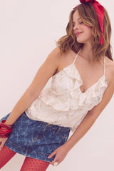 PINK x Couturebud Satin Flounce Halter Top
