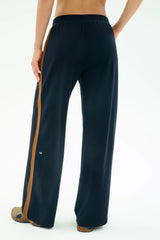 Luca Airweight Trouser with Stripe - Indigo/Honey