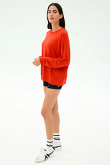 Andie Oversized Fleece Sweashirt - Lotus Red
