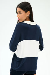 Katie Fleece Rugby - Indigo/White