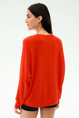 Andie Oversized Fleece Sweashirt - Lotus Red