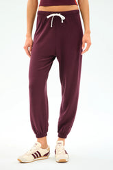 Andie Oversized Fleece Sweatpant - Dark Cherry