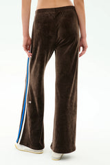 Heritage Velour Pant - Dark Chocolate/Classic Blue