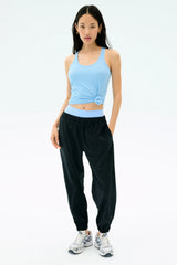 Megan Woven Nylon Jogger - Black