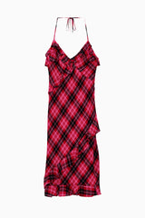 PINK x Couturebud Printed Chiffon Cascade Ruffle Midi Dress