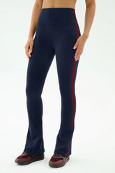 Raquel High Waist Flared Legging - Indigo/Dark Cherry