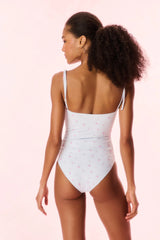 Chamomile Floral Striped One-Piece Swimsuit
