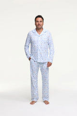 Couturebud x Roller Rabbit Mens Starry Nights Lattice Long Sleeve Pajamas