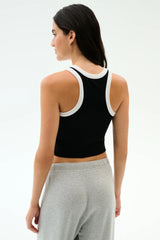 Kiki Rib Crop Tank - Black/White