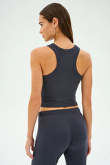 Kiki Rib Crop Tank - Graphite