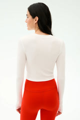 Louise Rib Long Sleeve Crop - White