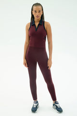 Austin Airweight Crop Polo - Dark Cherry/Indigo