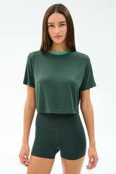 Djuna Crop Ringer - Military/Spearmint