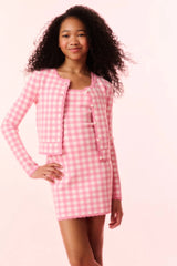 Girls Alhambra Checkered Knit Jacket