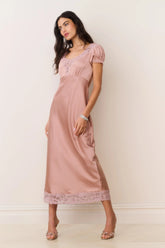 Taylis Satin Lace Maxi Dress - PINK NUDE