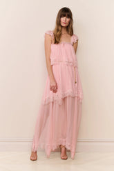 Maralee Silk Chiffon Maxi Dress - POTPOURRI PINK
