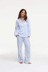Couturebud x Roller Rabbit Starry Nights Lattice Long Sleeve Polo Pajamas
