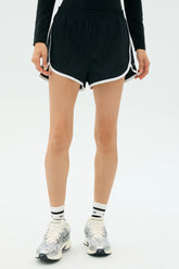 Megan Woven Nylon Run Short - Black