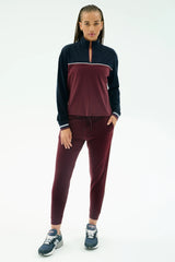 Millie Airweight Half Zip - Dark Cherry/Indigo