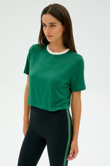 Djuna Crop Ringer - Arugula/White
