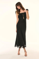 Karmine Lace Ruffled Sleeve Slip Dress