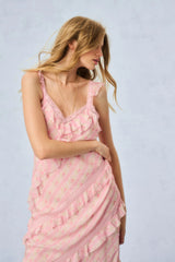 Radiance Fragrance Print Maxi Dress - STRAWBERRY MACAROON