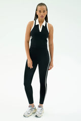 Austin Airweight Crop Polo - Black/White