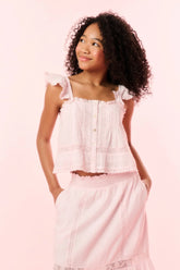 Girls Norabel Cotton Lace-Trimmed Top - BALLERINA PINK